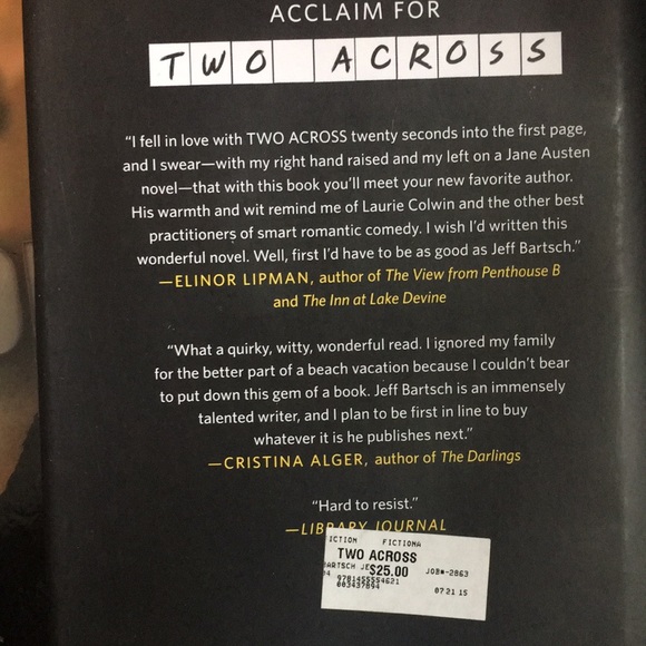 BOOK: Two Across, A Novel by Jeff Bartsch- (hardcover) - Picture 7 of 7
